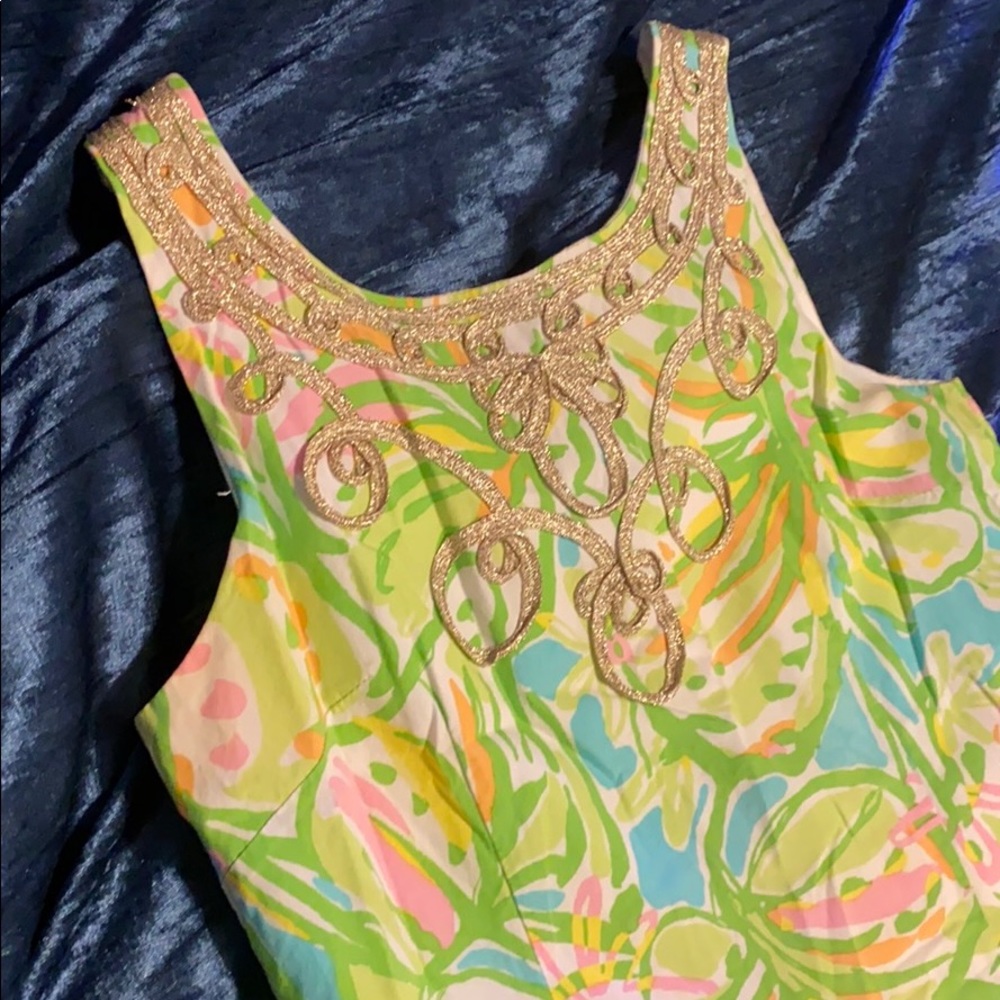 Lily Pulitzer gold rimmed dress
